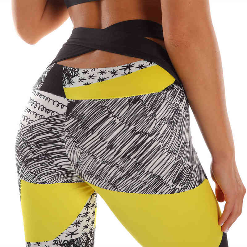 Zohra Woman Pants Workout Legging Contrast Stitching Printing Fitness Leggins High Waist Slim Legins Gym Bandage Leggings 211215