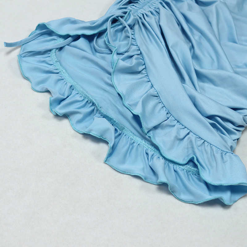 Colysmo Autumn Crop Tops Ruffles Skirts Sets Women Two Piece Set Sexy Chest Lace Up Ruched Party Club Clothes 210527