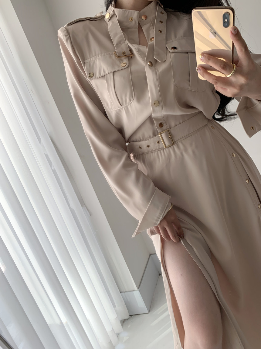 Women's Autumn Shirt Dresses High Waist Full Sleeve Casual Pocket Sexy Split Tie Up Long Vestidos 210520