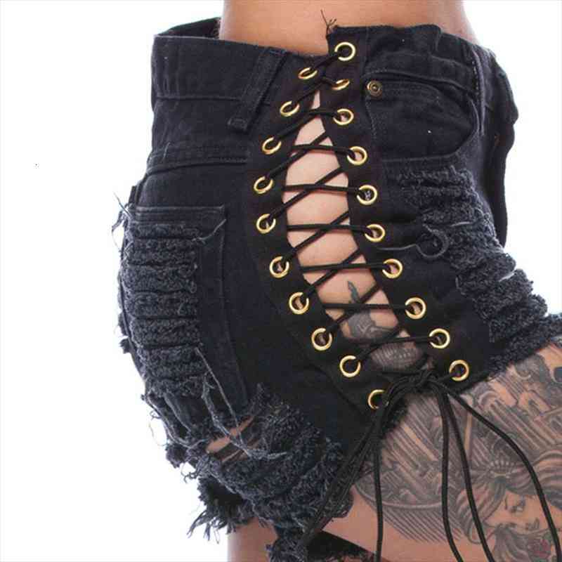 s-3xl size summer fashion denim women short bandage hole slim ripped jeans lace up goth casual, White;black
s-3xl size summer fashion denim women short bandage hole slim ripped jeans lace up goth casual, White;black