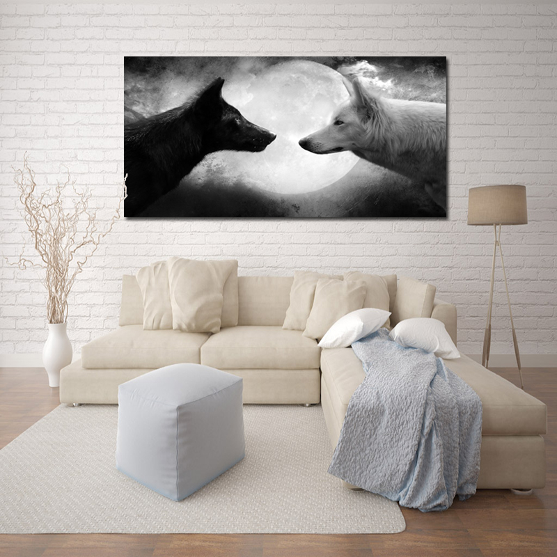 Black and White Wolf Canvas Painting Wall Art Posters Prints Animal Pictures For Living Room Decorative Home Decor