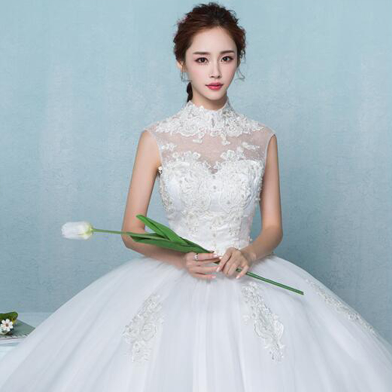 ZJ9126 3 D Flower Wedding Dresses For Women Lace Appliques Boho Bride Dress 2021Backles Ball Gowns Girls Plus Size