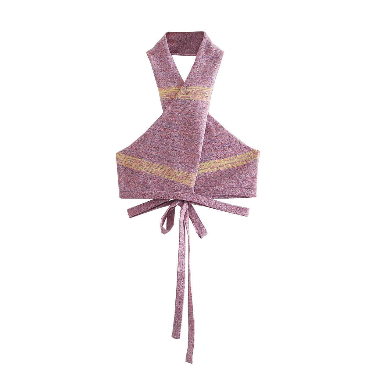 Fashion Women Crop Top with Ties Casual Chic Lady Hollow Out Halter Top Summer y2k Tops Woman Corset Camis 210709
