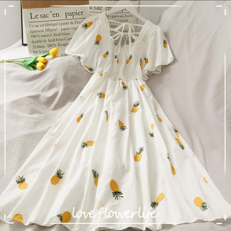 Women Summer Dress Sweet Square collar Pineapple Print Dresses Ruffles A-line High Waist Dress Elegant Vestidos Clothes 210521, White pineapple
Women Summer Dress Sweet Square collar Pineapple Print Dresses Ruffles A-line High Waist Dress Elegant Vestidos Clothes 210521, White pineapple