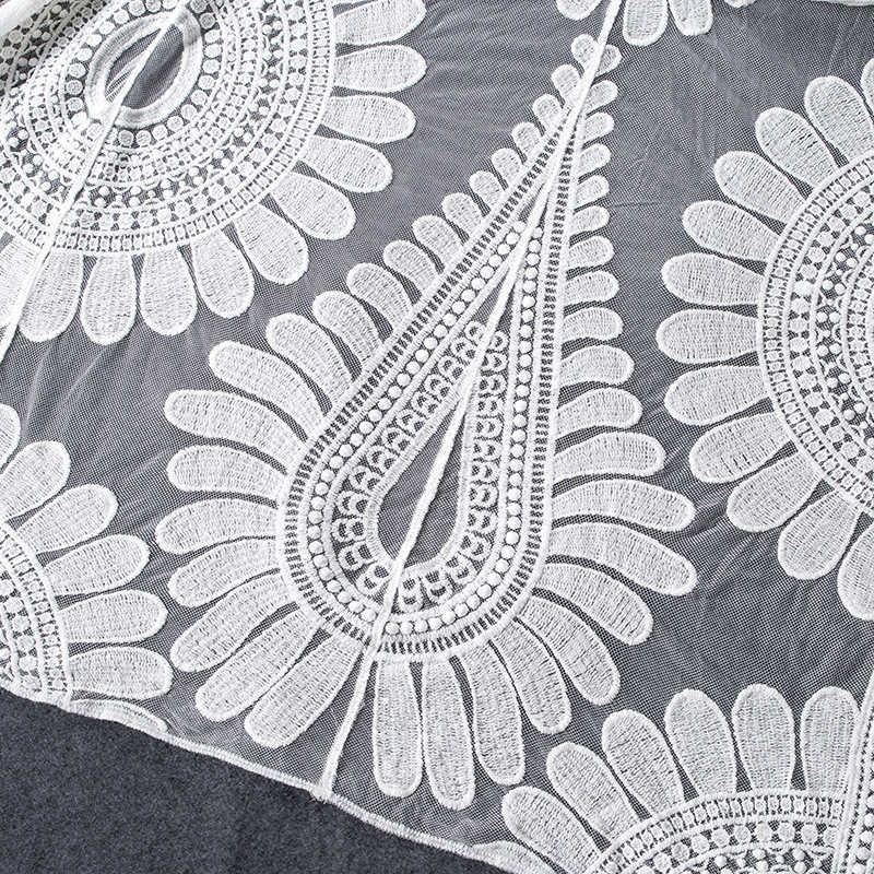 Sexy Swimsuit Cover Up Lace Beach Wear Bathrobe Coverups Swimwear Embroidery Robes for Women Floral See Through Sleepwear X0726