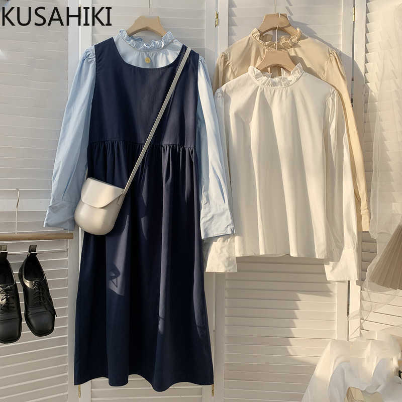 KUSAHIKI Korean Elegant Stand Neck Women Blouse Causal Puff Sleeve Pullover Tops Spring Blusas Mujer De Moda 6E863 210602, White
KUSAHIKI Korean Elegant Stand Neck Women Blouse Causal Puff Sleeve Pullover Tops Spring Blusas Mujer De Moda 6E863 210602, White
