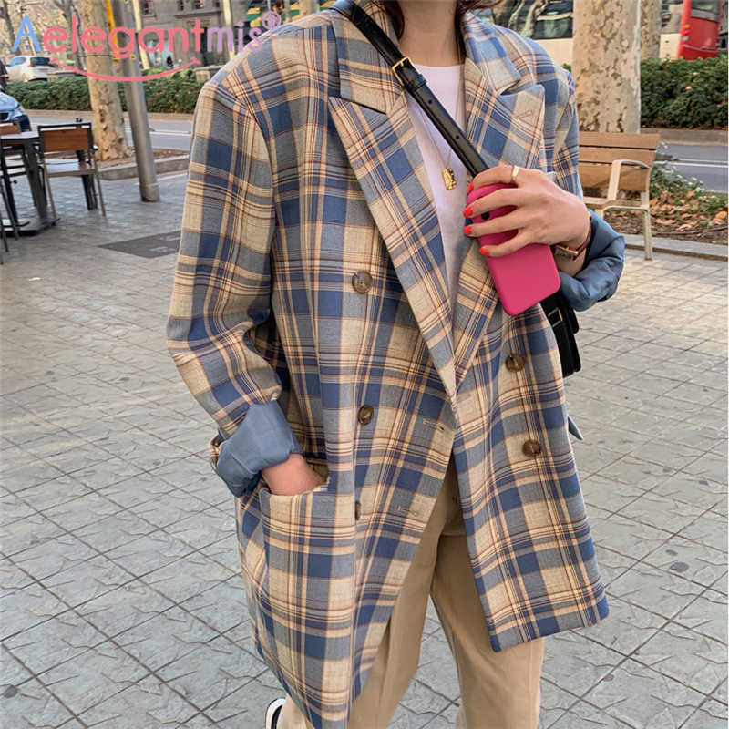 Aelegantmis Office Lady Oversized Retro Women Plaid Blazer Jacket Double Breasted Work Suit Coat Design Ladies Blazers OL 210607, As shown
Aelegantmis Office Lady Oversized Retro Women Plaid Blazer Jacket Double Breasted Work Suit Coat Design Ladies Blazers OL 210607, As shown