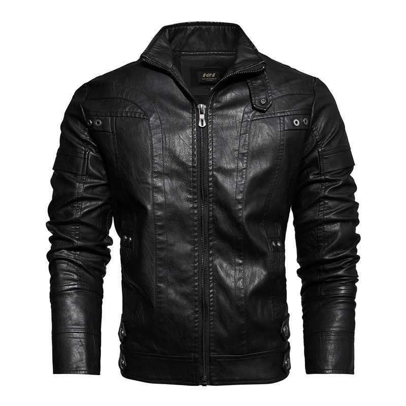 Men's Leather Jacket Autumn Winter Casual Motorcycle Jacket Male Warm Windbreaker Fleece PU Jacket Coat Men Streetwear 5XL 211018
