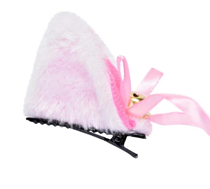 Anime Hairclips Furry Fur Lolita Hairpins Cosplay Neko Cat Ears Barrettes with Bell Halloween Party Headpiece