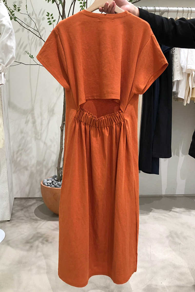 VANOVICH Korean Style Women's Dress Summer Solid Color Cotton Ladies Hollow Temperament Women Clothing 210615