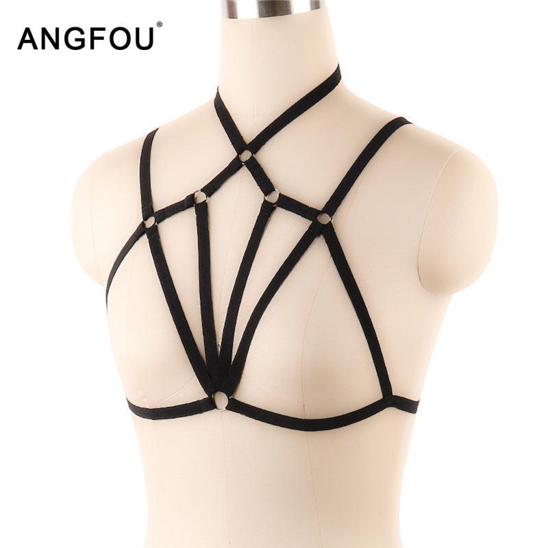 Sexy Women Lingerie Cupless Bra Erotic Strappy Top Elastic Body Strap Underwear Black Rope bra Female's Lingerie Bra 210515