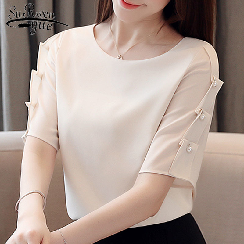 Elegant women' blouse and top summer fashion short shirt Chiffon shirts O neck casual office Lady 3909 50 210521, White
Elegant women' blouse and top summer fashion short shirt Chiffon shirts O neck casual office Lady 3909 50 210521, White