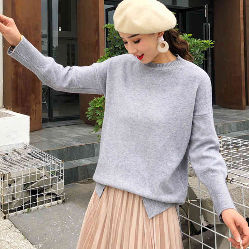 Fashion Autumn Knitted Loose Women Sweater Casual Long Sleeve Soft Bottom Solid O-neck 5200 50 210508