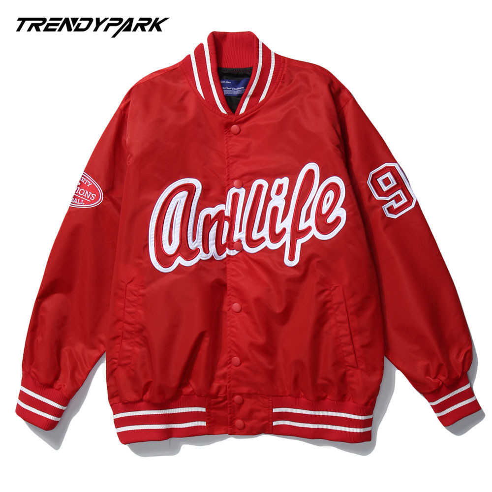 Men's Varsity Bomber Jackets Embroidery Letters Oversized Hip Hop Streetwear Casual Baseball Uniform Coats Vintage Male Clothing 210818