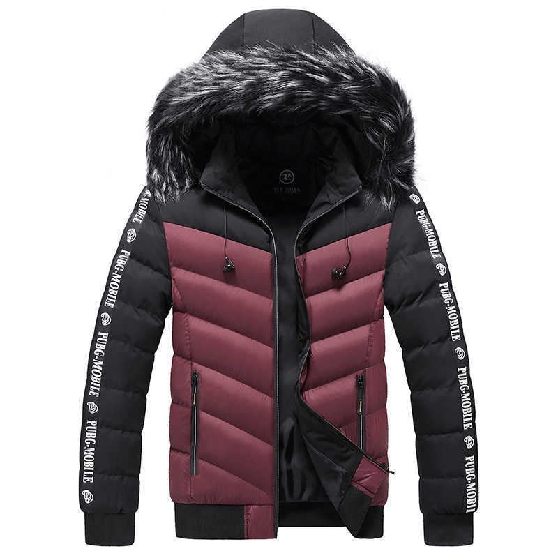 Winter Jacket Men Fur Collar Hooded Thick Warm Cotton Outwear Man Patchwork Parka and Coats Windbreaker Parkas Male M-5XL 210818