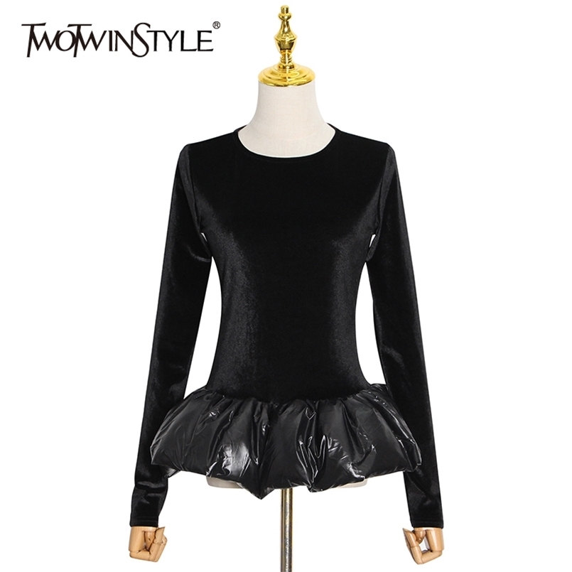 Black Velour Bud Hem Tops For Women O Neck Long Sleeve Slim Casual T Shirts Female Spring Fashion Clothing 210524
Black Velour Bud Hem Tops For Women O Neck Long Sleeve Slim Casual T Shirts Female Spring Fashion Clothing 210524