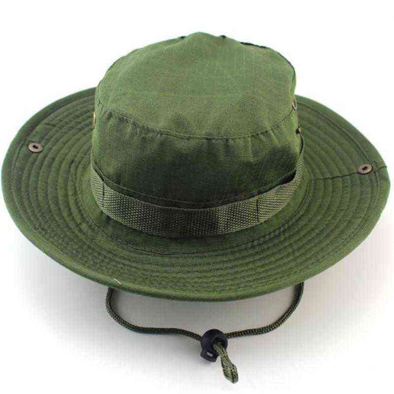 Mens Summer Bucket Hats Wide Brim Sun Cap Military Camo Hunting Fishing Hiking Solid Camouflage Big Round Sunshade Hat 220114