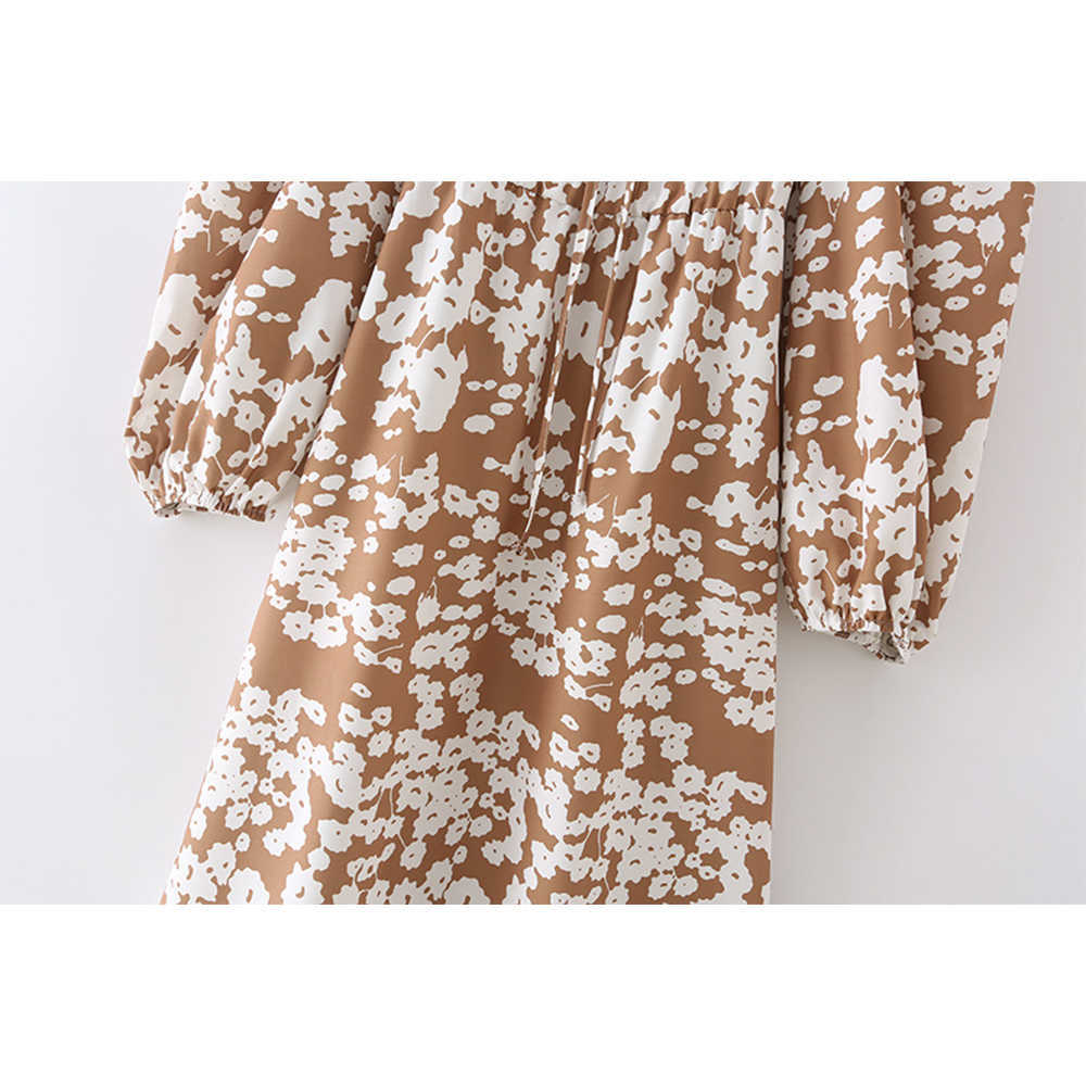 Summer Printed Dress Women Puff Long Sleeves Elegant Casual Chic Lady Maxi Dress Woman Robe Femme 210709