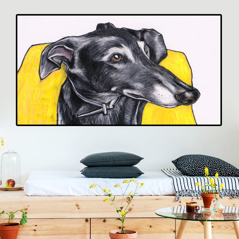 Large Size Animal Oil Paintings Greyhound Wall Pictures For Living Room Canvas Painting Art Prints Posters Home Decor Unframed
