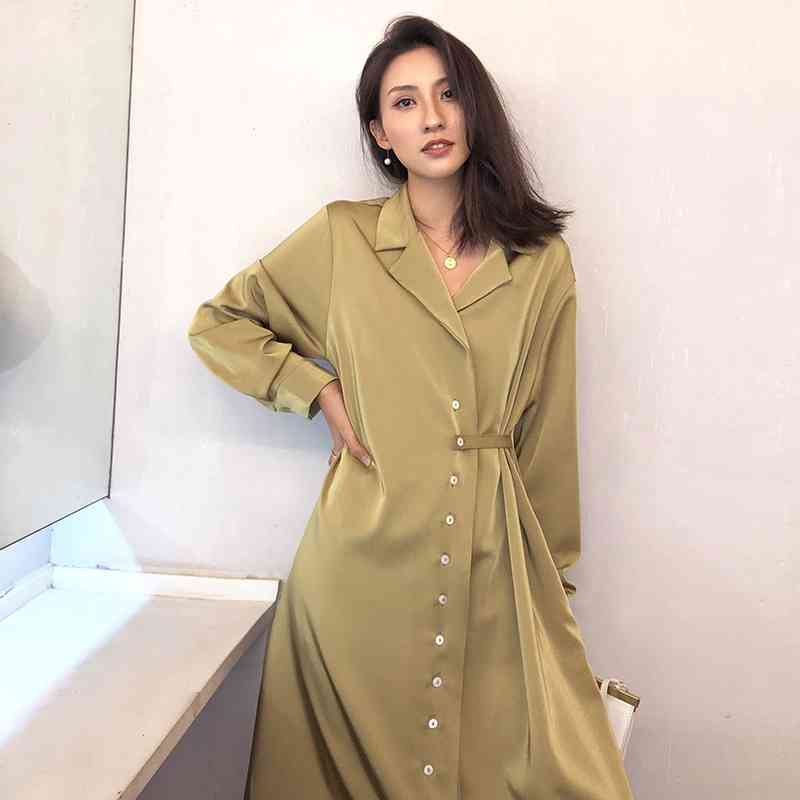 ladies satin shirt dress runway designer spring summer high quality OL Office vintage loose Midi dresses 3 ways to wear 210608, Picture color
ladies satin shirt dress runway designer spring summer high quality OL Office vintage loose Midi dresses 3 ways to wear 210608, Picture color
