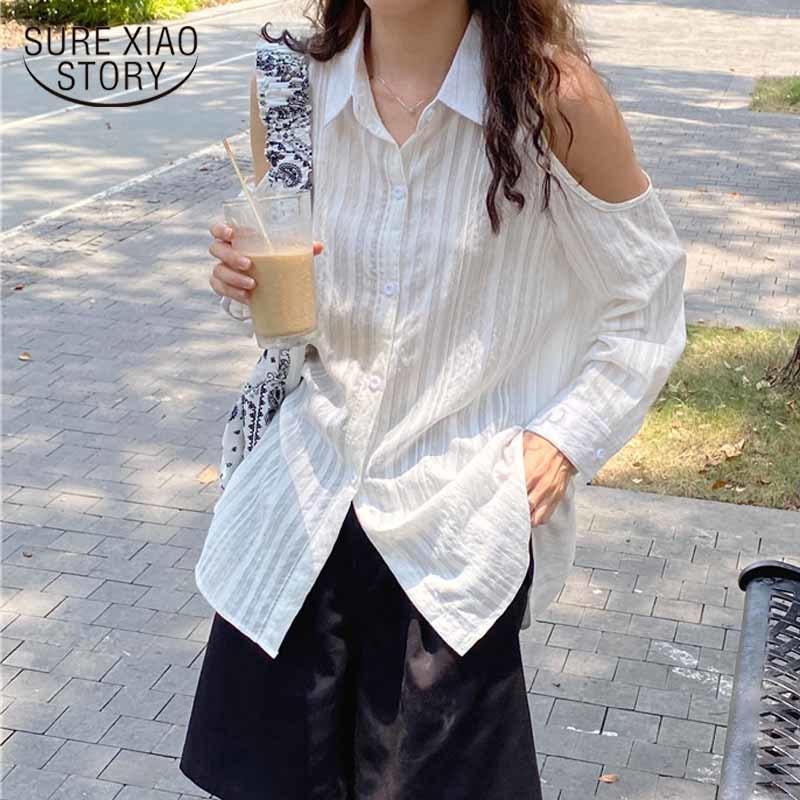 Women's Blouses & Shirts Single Breasted Women White Tops Long Sleeve Woman Blusas Korean Style Off-Shoulder Autumn Fashion 10959
Women's Blouses & Shirts Single Breasted Women White Tops Long Sleeve Woman Blusas Korean Style Off-Shoulder Autumn Fashion 10959
