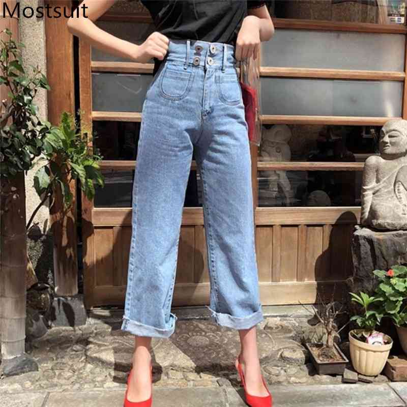Korean Fashion High Waist Straight Denim Jeans Women Buttons Fly Curling Pants Trousers Vintage Casual Female 210518, Dark blue
Korean Fashion High Waist Straight Denim Jeans Women Buttons Fly Curling Pants Trousers Vintage Casual Female 210518, Dark blue
