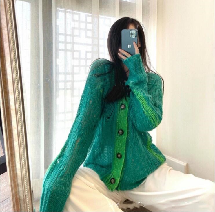 Women' V-neck sweater new green temperament cardigan loose knit long-sleeved coat jacket #2434
Women' V-neck sweater new green temperament cardigan loose knit long-sleeved coat jacket #2434