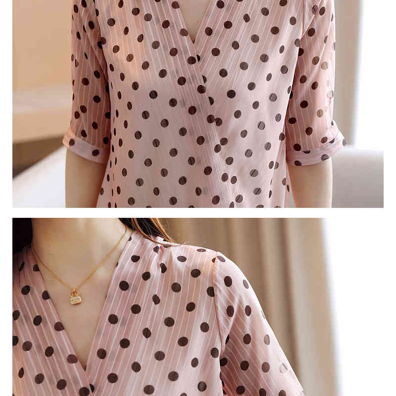 Fashion Polka Dot Summer Clothes Women Tops and Blouse Korean Elegant Ladies Shirt Chiffon Blusas 8980 50 210506