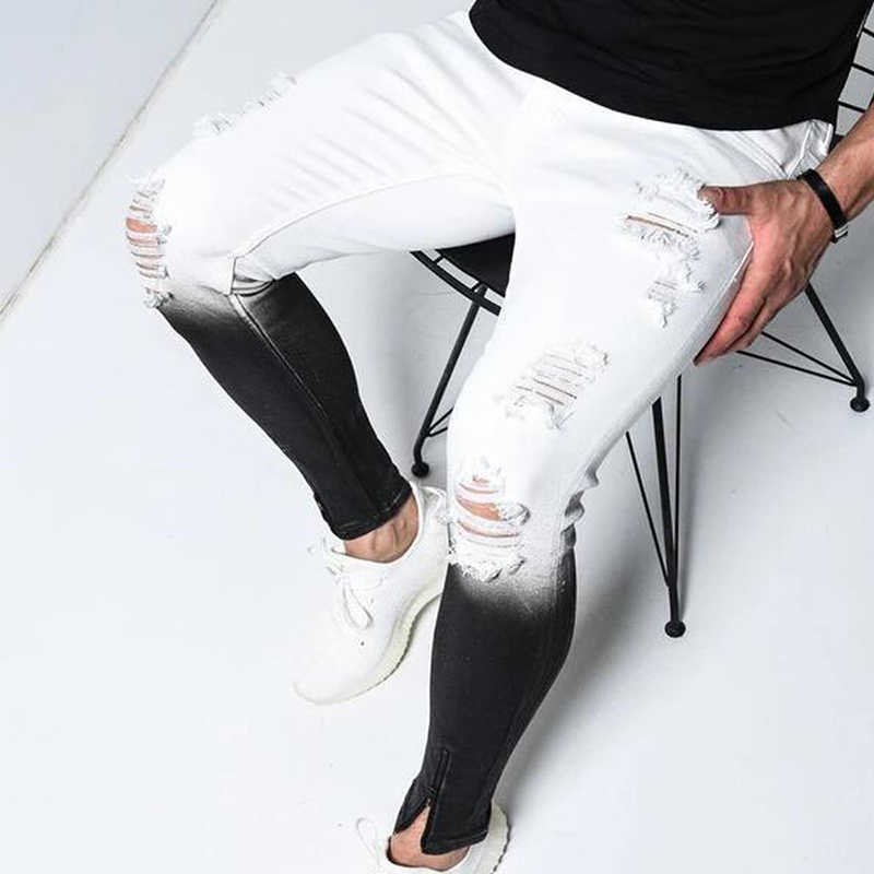 Fashion Men's Skinny Jeans High Resilience Ripped Jeans Slim Fit Denim SportsTrousers Streetwear color matching Zippers Skinny X0621, White
Fashion Men's Skinny Jeans High Resilience Ripped Jeans Slim Fit Denim SportsTrousers Streetwear color matching Zippers Skinny X0621, White