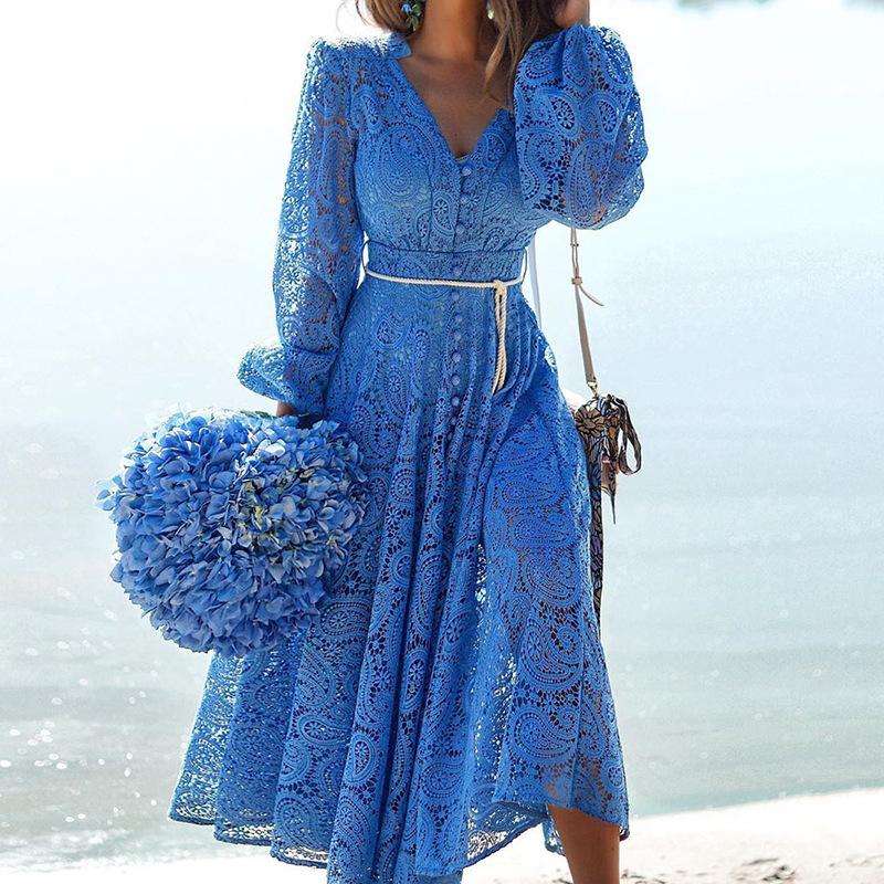 Casual Dresses Vestidos Boho Hippie Chic Elegant Sexy Hollow Lace Long Sleeve V Neck Midi Dress Fall 2021 Blue For Women Party, Black;gray
Casual Dresses Vestidos Boho Hippie Chic Elegant Sexy Hollow Lace Long Sleeve V Neck Midi Dress Fall 2021 Blue For Women Party, Black;gray