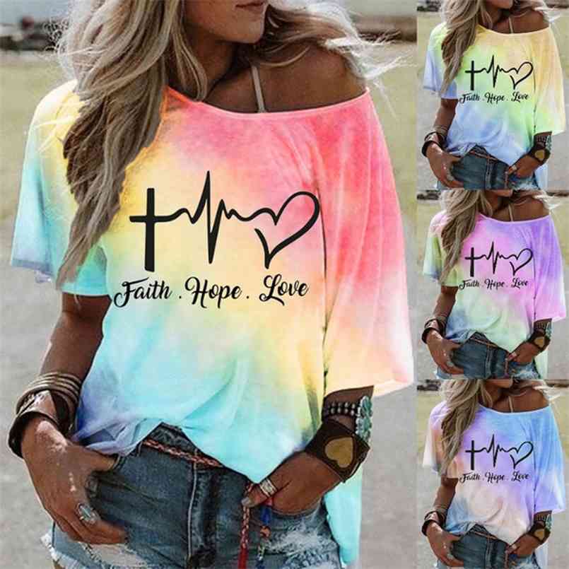 Tie Dye Letter Shirt Women Summer Fashion Short Sleeve One Shoulder T-Shirt Casual Streetwear Oversize Female Top Shirts 210708, Yellow
Tie Dye Letter Shirt Women Summer Fashion Short Sleeve One Shoulder T-Shirt Casual Streetwear Oversize Female Top Shirts 210708, Yellow