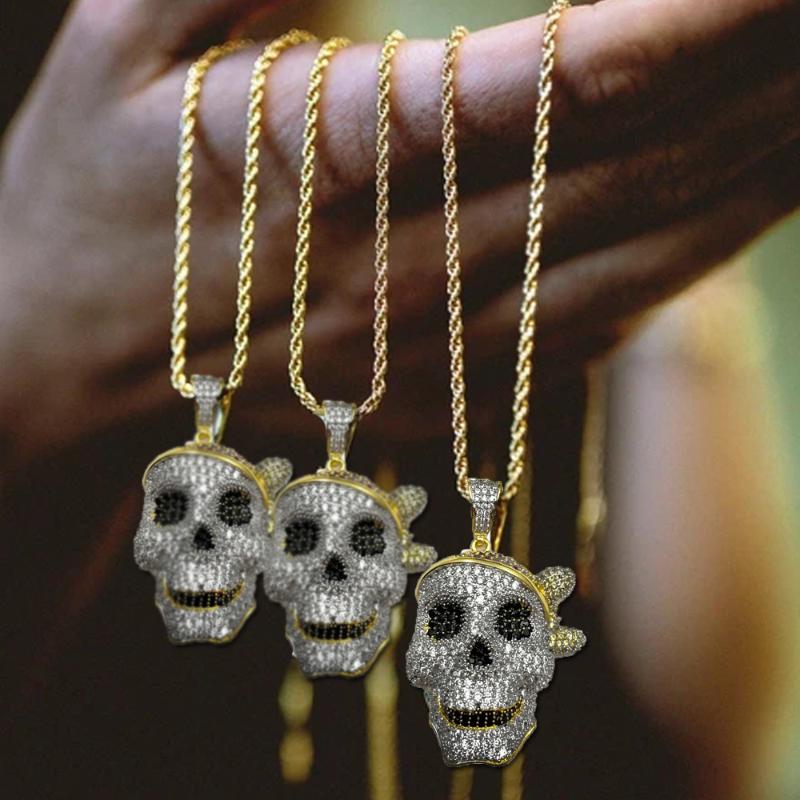 Pendant Necklaces Skull & Necklace With Rope Chain Gold Silver Color Bling Cubic Zircon Men's Hip Hop Copper Jewelry For Gift
Pendant Necklaces Skull & Necklace With Rope Chain Gold Silver Color Bling Cubic Zircon Men's Hip Hop Copper Jewelry For Gift
