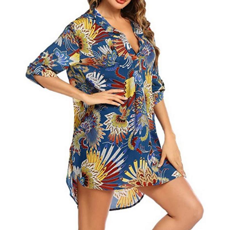 Women Swimsuit Cover-ups Beach Tunics Swimwear Cover Up Beachwear Mini Dress Fashion Lapel Print Loose Women, Color 4
Women Swimsuit Cover-ups Beach Tunics Swimwear Cover Up Beachwear Mini Dress Fashion Lapel Print Loose Women, Color 4