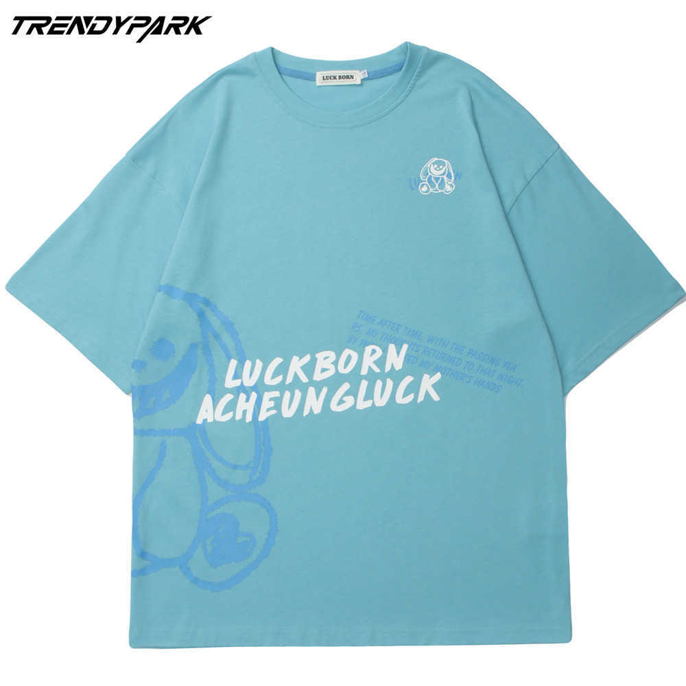 Men's T-shirt Summer Short Sleeve Cartoon Tee Hip Hop Oversized Cotton Casual Harajuku Streetwear Top Tshirts Clothing 210601