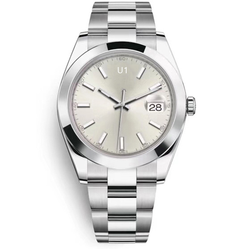 U1 ST9 Steel Silver Dial Datejust Smooth Bezel Watch 41mm 126333 126334 Automatic Mechianical Wristwatches Oyster Strap Sapphire Movement Mens Watches, Slivery;brown