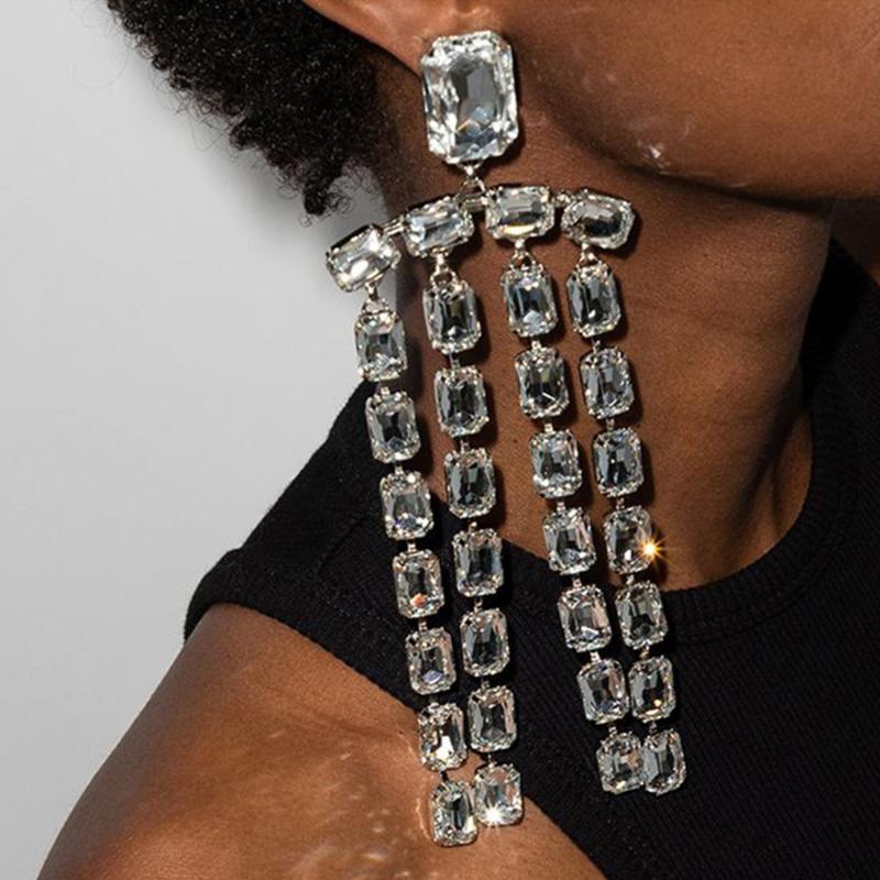 Dangle & Chandelier Oversize Big Square Crystal Long Fringed Earrings Jewelry For Women Luxury Rhinestone Bridal Drop Accessories, Silver
Dangle & Chandelier Oversize Big Square Crystal Long Fringed Earrings Jewelry For Women Luxury Rhinestone Bridal Drop Accessories, Silver