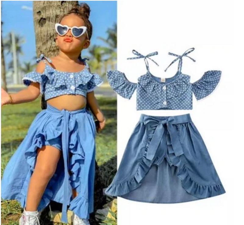 Clothing Sets Wholesale Summer Baby Girl Suit Dot Suspender Top Denim Shorts Skirt Three piece Set Children Clothes E21148 9TO1, Blue
Clothing Sets Wholesale Summer Baby Girl Suit Dot Suspender Top Denim Shorts Skirt Three piece Set Children Clothes E21148 9TO1, Blue