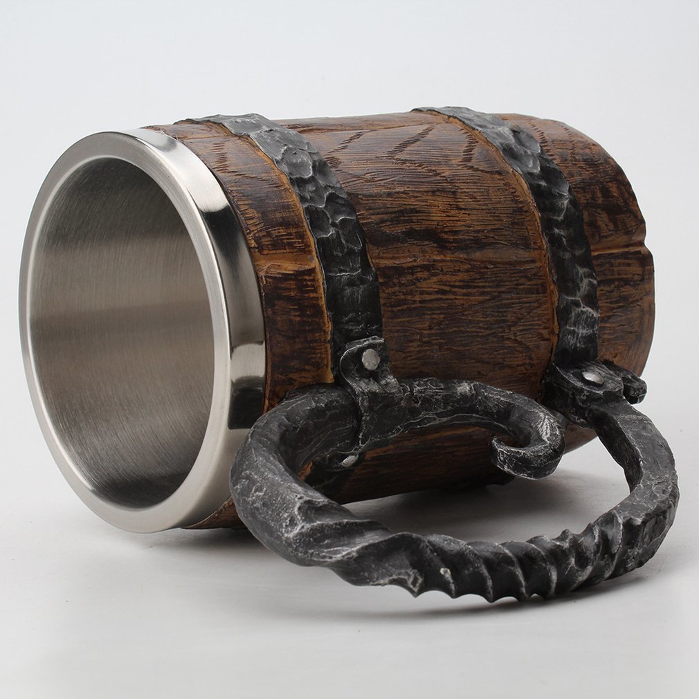 Original Viking Drinks Mok Sealed Simulation Log Double Rvs Mok Tox Home Cup Wood Colour