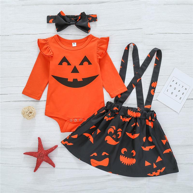 Infant Baby Girls Halloween Pumpkin Smile Skirt Set Long Sleeve Bodysuit Strap With Headband Kids Cosplay Costume 70-100 Skirts
Infant Baby Girls Halloween Pumpkin Smile Skirt Set Long Sleeve Bodysuit Strap With Headband Kids Cosplay Costume 70-100 Skirts