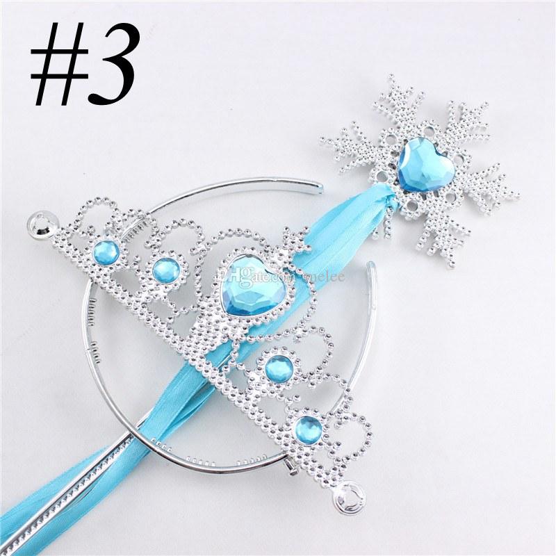 Snowflake ribbon wands crown 2pc set fairy wand girl Christmas party snowflake gem sticks magic wands headband princess crown tiara