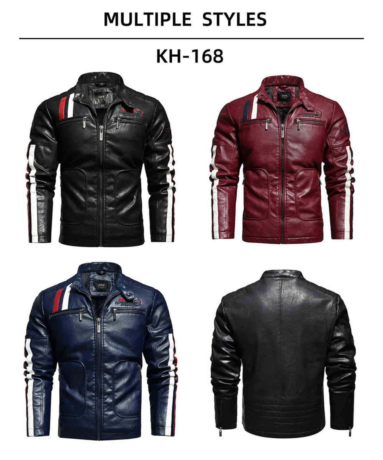 Vintage Motorcycle Jacket Men Fashion Biker Leather Jacket Male Embroidery Bomber Coat Winter Fleece Pu Overcoat 211119