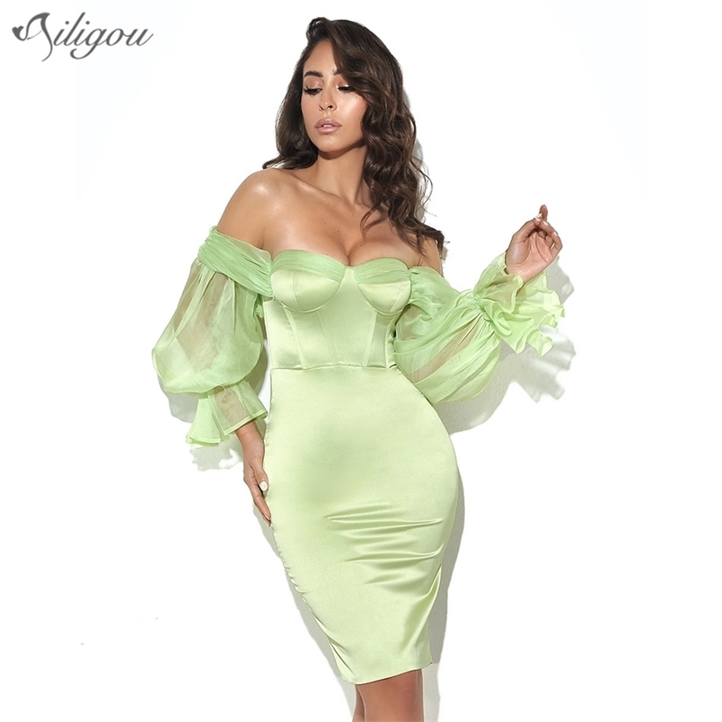 Summer Women Fashion Off Shoulder Mini Dress Sexy Long Lantern Sleeve Light Green Celebrity Runway Club 210525
Summer Women Fashion Off Shoulder Mini Dress Sexy Long Lantern Sleeve Light Green Celebrity Runway Club 210525