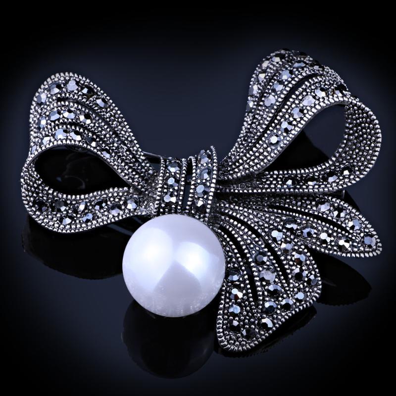 Pins, Brooches FARLENA Jewelry Black Bowknot Brooch Pins With Rhinestones Vintage Simulated Pearl For Women Dress Accessory
Pins, Brooches FARLENA Jewelry Black Bowknot Brooch Pins With Rhinestones Vintage Simulated Pearl For Women Dress Accessory