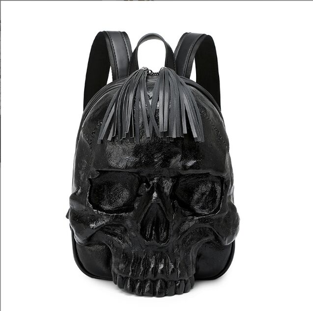 Fashion tassel 3D Embossed Skull Backpack for Women Men unique Girls Cool Rock Bags Personality Laptop bag Teenagers
