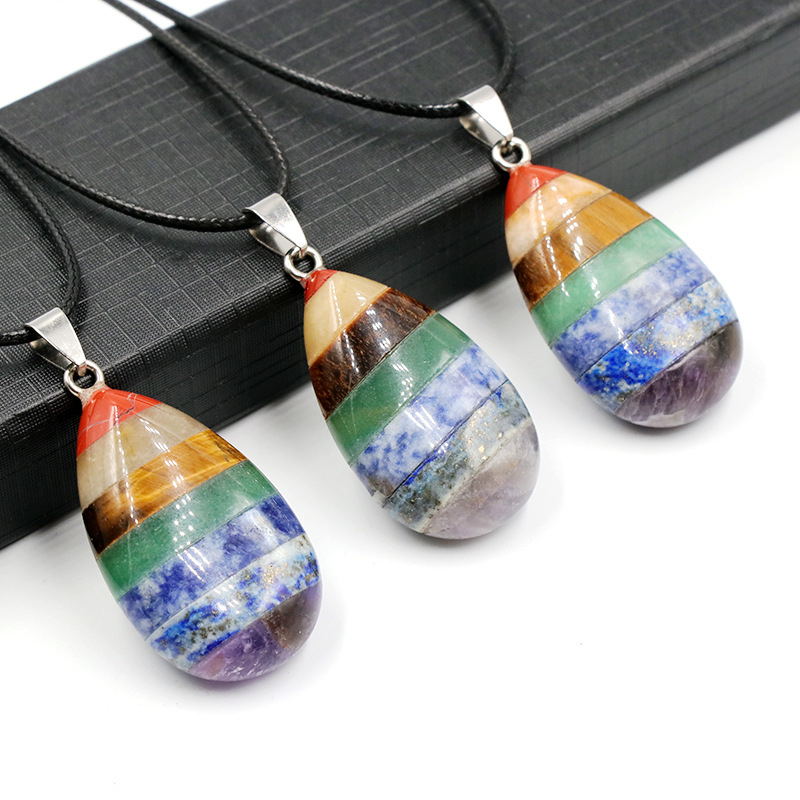Rainbow Color Chakra Tear Drop Pendant Natural Stone Crystal Tiger Eye Charms for DIY Jewelry Making
Rainbow Color Chakra Tear Drop Pendant Natural Stone Crystal Tiger Eye Charms for DIY Jewelry Making