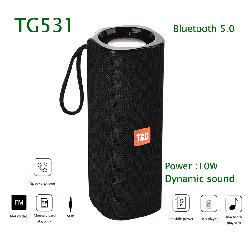 TG531 wireless portable bluetooth outdoor speaker sound column FM radio USB AUX music player boom box 10W