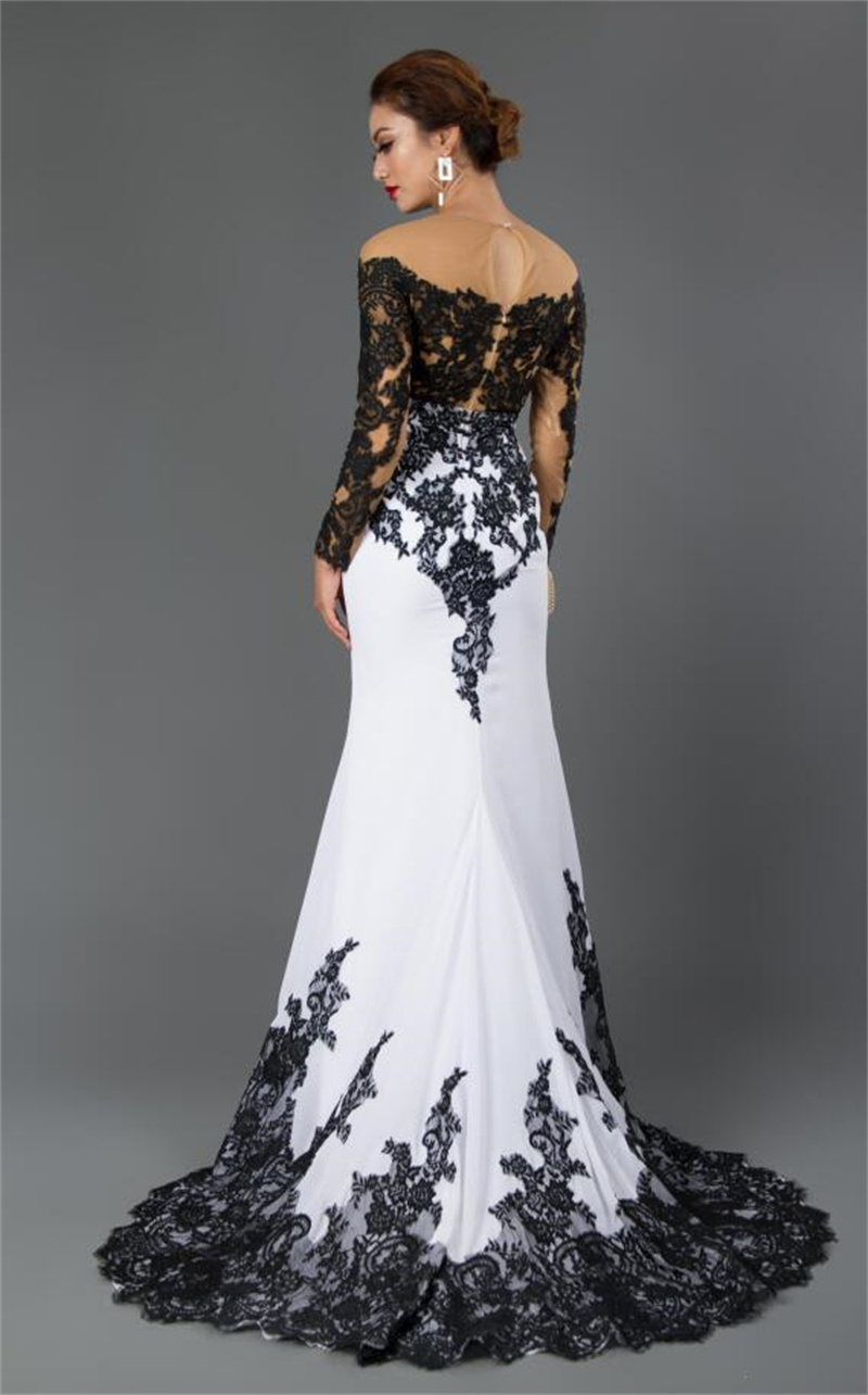 Exquisite Mermaid Mother Of The Bride Dresses Off Shoulder Lace Appliques Black&White Elegant Formal Mother's Wear