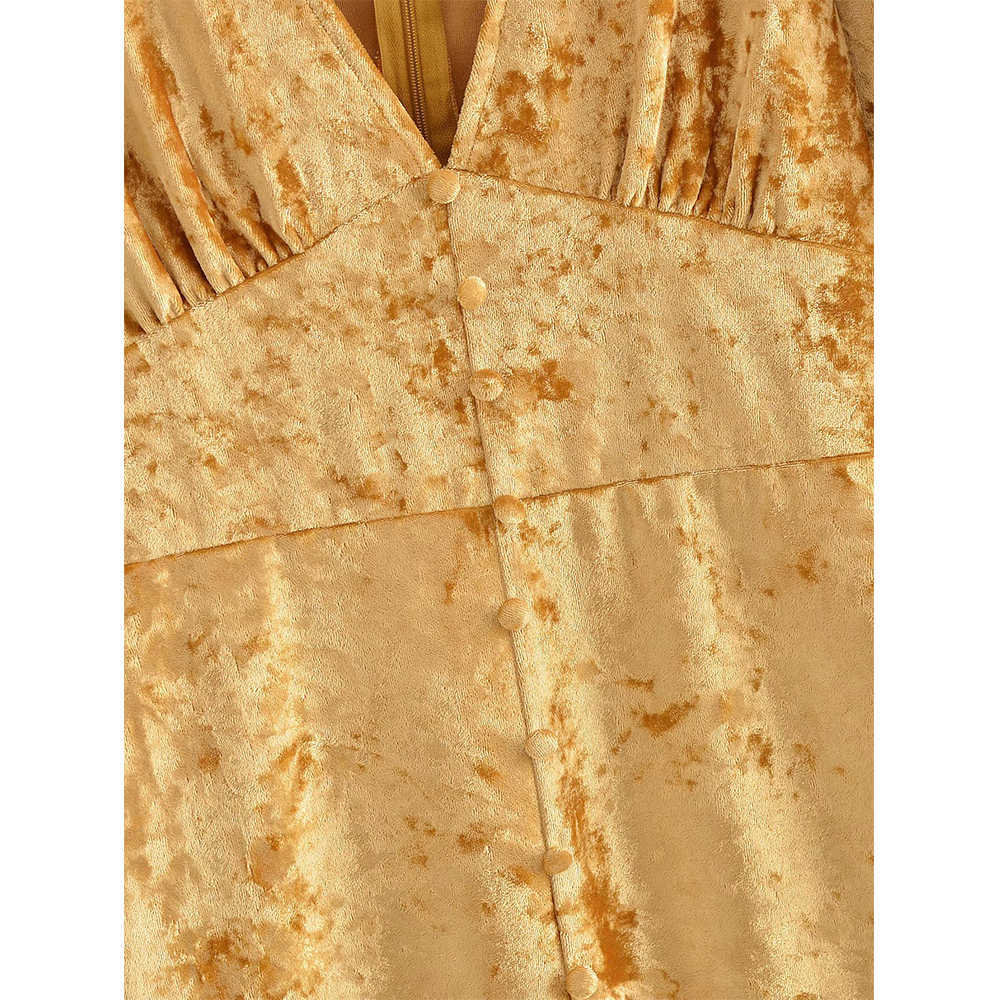 Velvet Dress Women V-neck Lantern Sleeves Elegant Casual Chic Lady Short Prom Dress Woman Robe Femme 210709