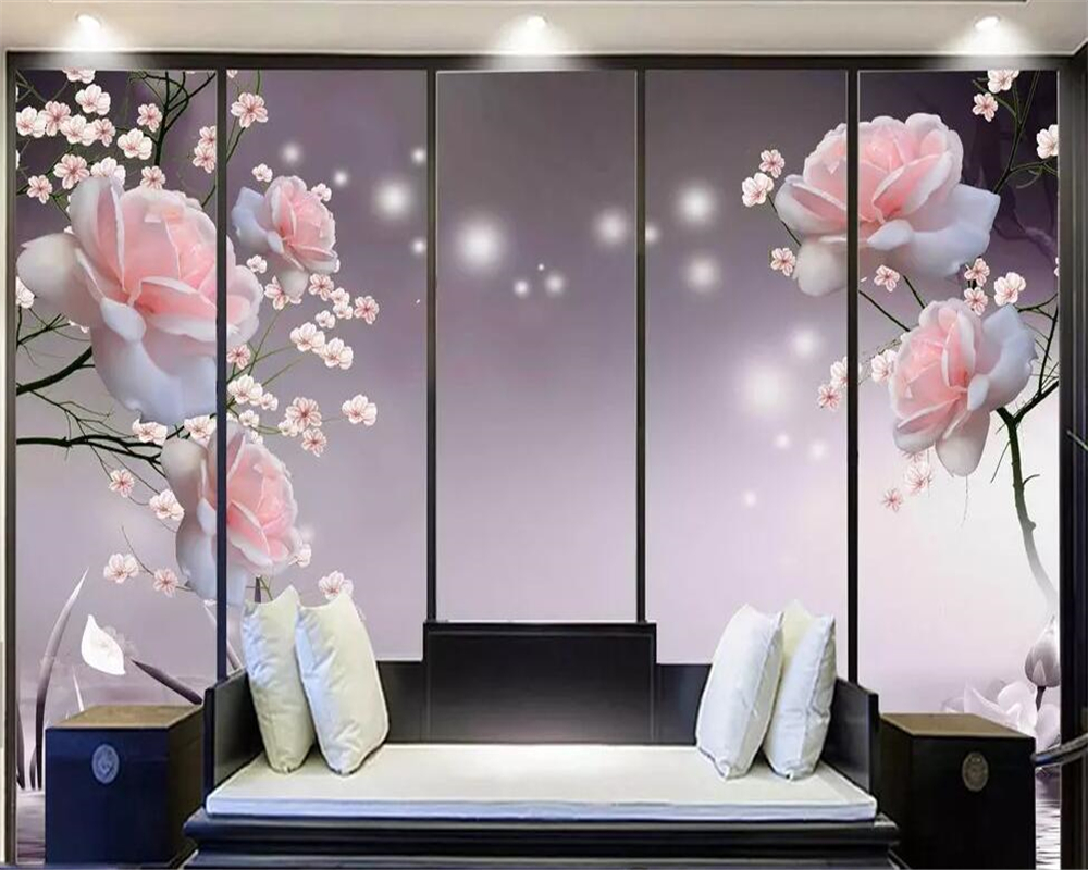Custom wallpaper HD beautiful rose TV background wall European-style living room bedroom background mural 3d wallpaper