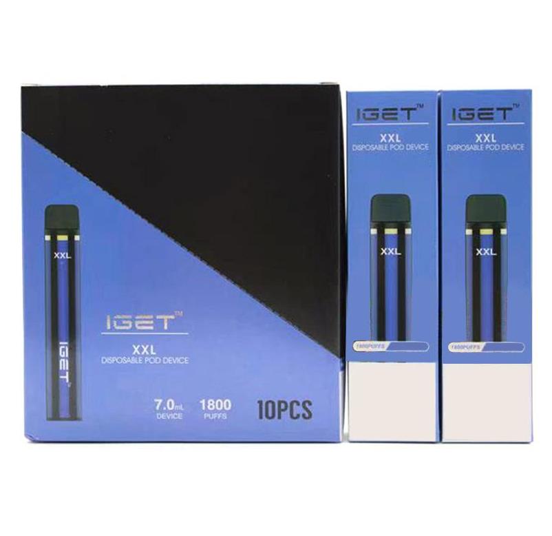 Iget XXL 1800 Puffs Disposable Pod Cigarettes Device Kit 950mAh Battery 2.4ml Prefilled Cartridge Vape Pen Authentic ELF Bar gunnpod
Iget XXL 1800 Puffs Disposable Pod Cigarettes Device Kit 950mAh Battery 2.4ml Prefilled Cartridge Vape Pen Authentic ELF Bar gunnpod